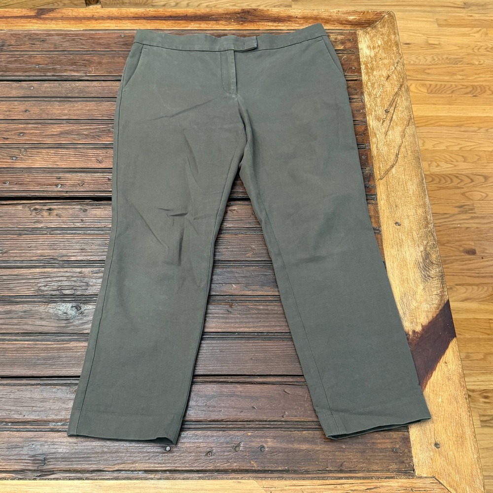 Ann Taylor Womens 8 Olive Green Cotton Stretch Ankle Trousers 388976 Office